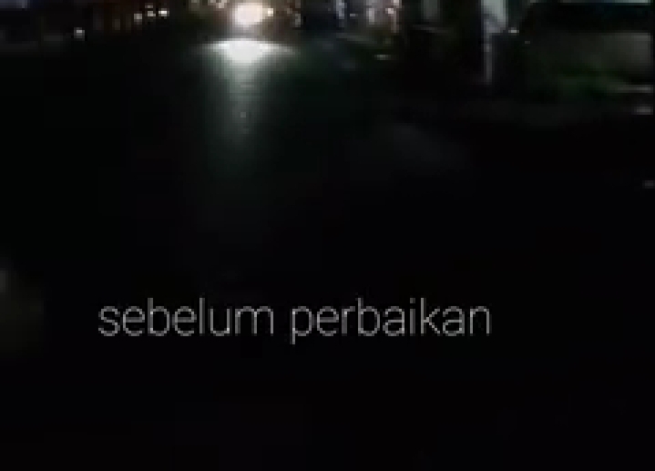 Kondisi jalan sebelum dilakukan perbaikan terlihat gelap gulita